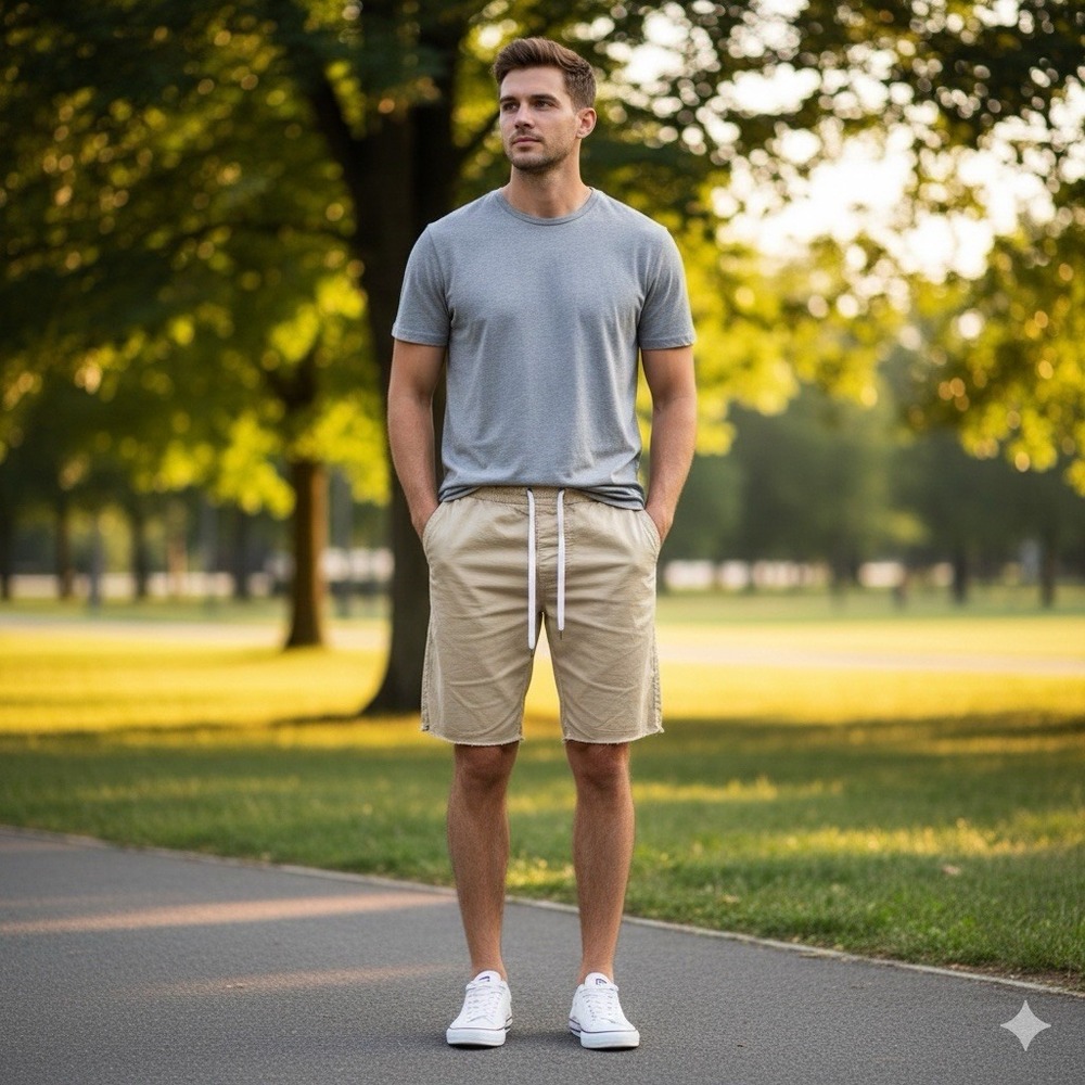 American Eagle Mens Size Small Jogger Shorts Khaki Tan Elastic Waist Distressed